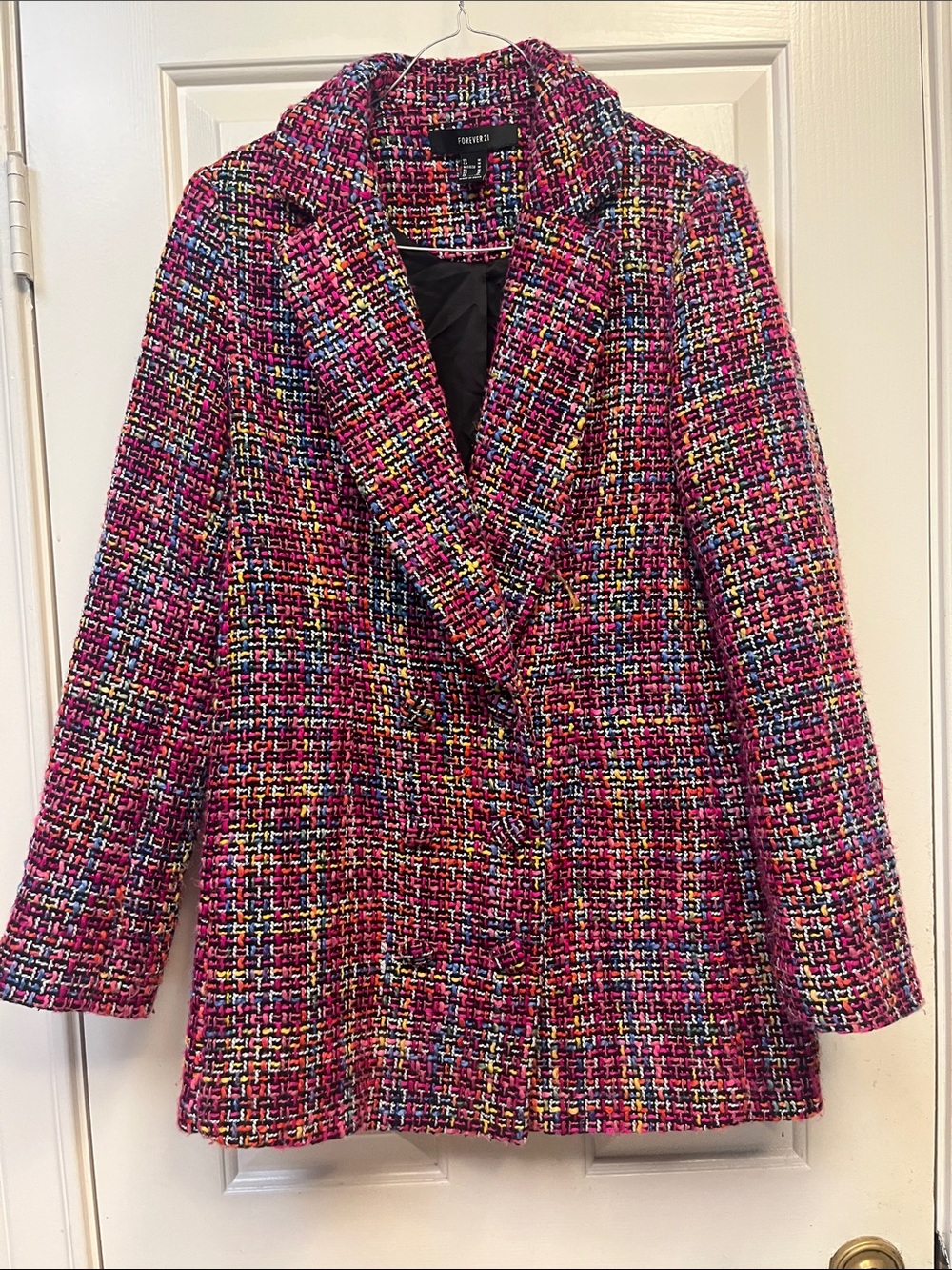 Forever 21 Pink Multi-Color Tweed Blazer Jacket